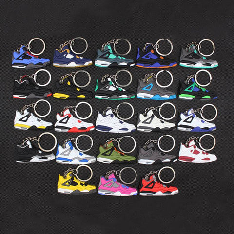 Mini Silicone Jordan 4 Keychain Woman Men Kids Key Ring Gift Key Holder Bag Charm Accessories Basketball Shoes Key Chain